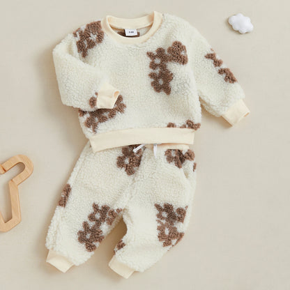 Fuzzy Flower Two Piece Sweat Set (0-3 Years)