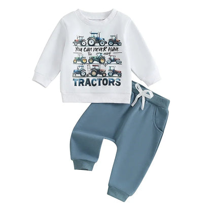 “You Can Never Have Too Many Tractors” Two-Piece Sweat Set (0-5 Years)