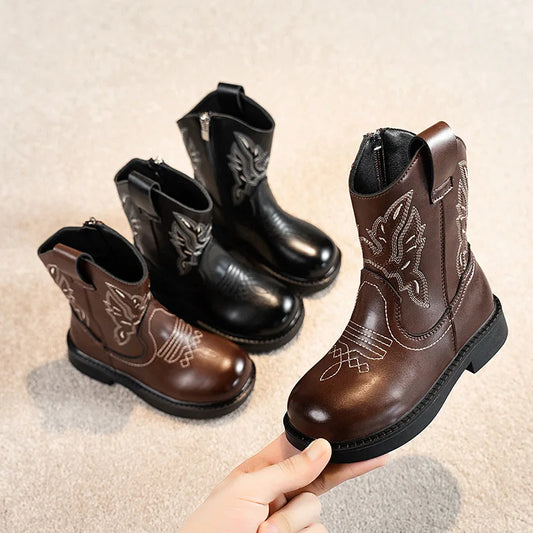 Classic Leather Cowboy Boots (6-11 Years)