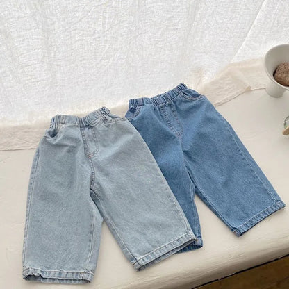 Wide Leg Washed Denim Pants (1-7 Years)