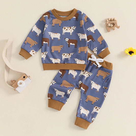 Stylish Steer Two Piece Sweat Set (0-3 Years)