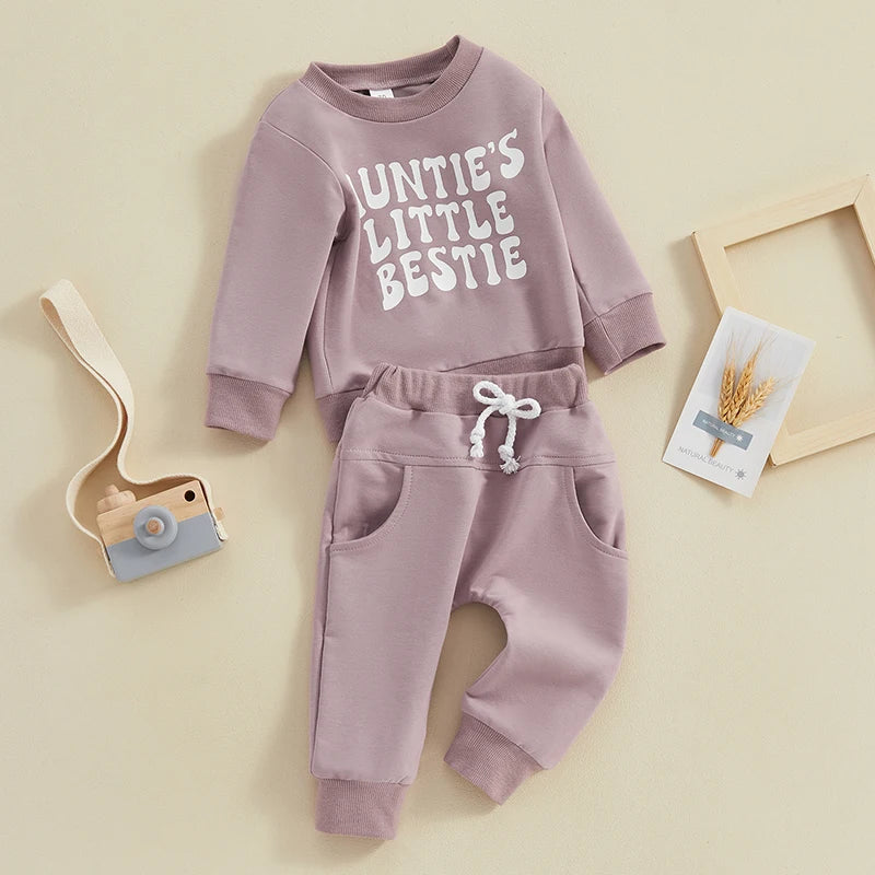 “Auntie’s Little Bestie” Two Piece Sweat Set (0-3 Years)