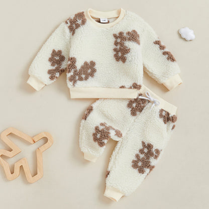 Fuzzy Flower Two Piece Sweat Set (0-3 Years)