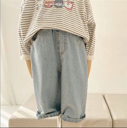 Wide Leg Washed Denim Pants (1-7 Years)