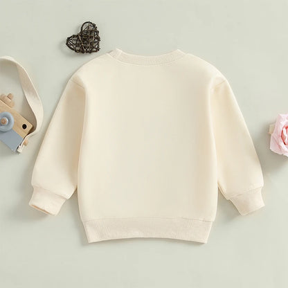 Spring Valentine's Day Kids Toddler Boys Sweatshirts Long Sleeve Letter Embroidery Pullovers Tops Clothes