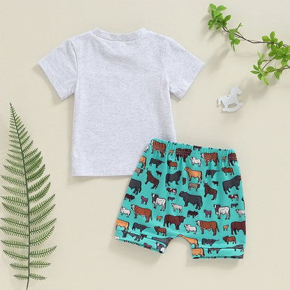 “Just A Boy Who Loves Cows” Two Piece Short Set (0-3 Years)