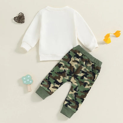 “Dad’s Little Dude” Green Camo Two Piece Sweat Set (0-3 Years)