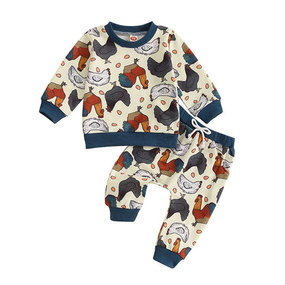 Chicken Coop Cutie Two-Piece Sweat Set (0-3 Years)