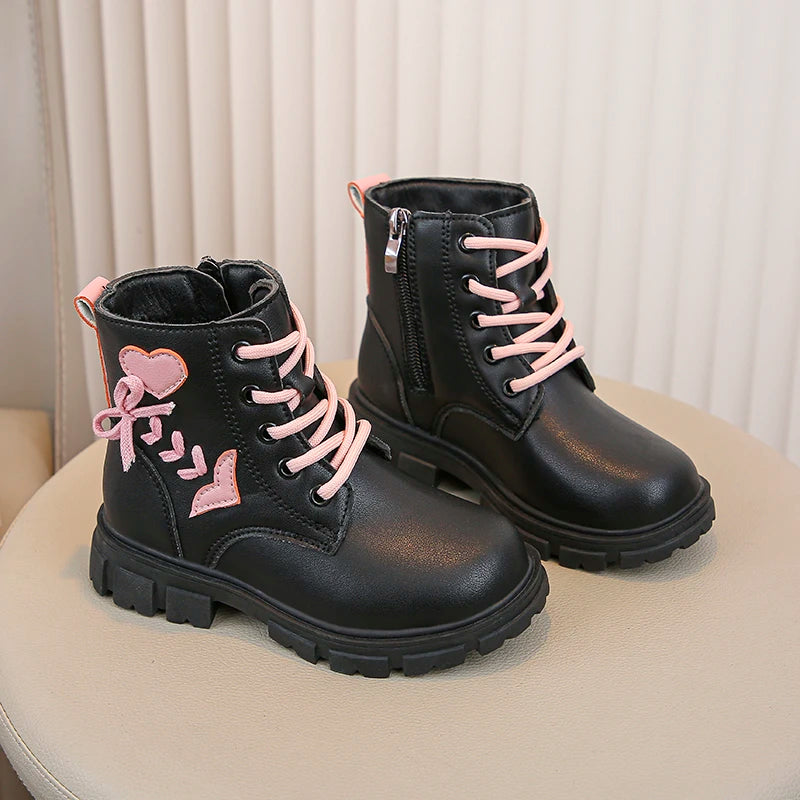 Pink Heart Combat Boots (6-11 Years)