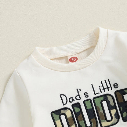 “Dad’s Little Dude” Green Camo Two Piece Sweat Set (0-3 Years)