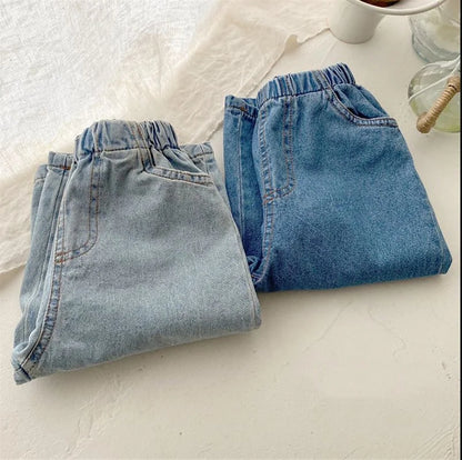 Wide Leg Washed Denim Pants (1-7 Years)