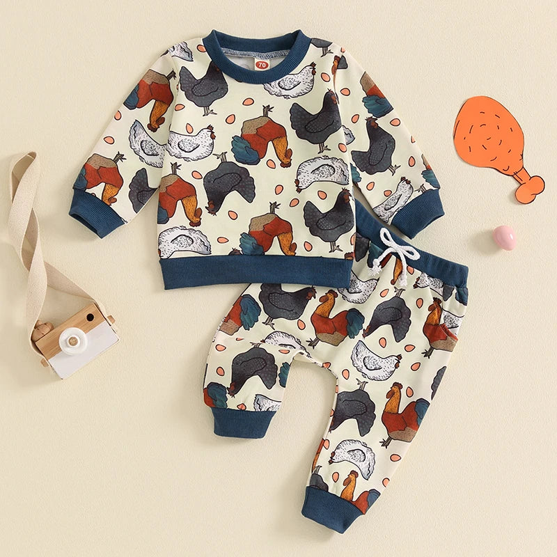 Chicken Coop Cutie Two-Piece Sweat Set (0-3 Years)