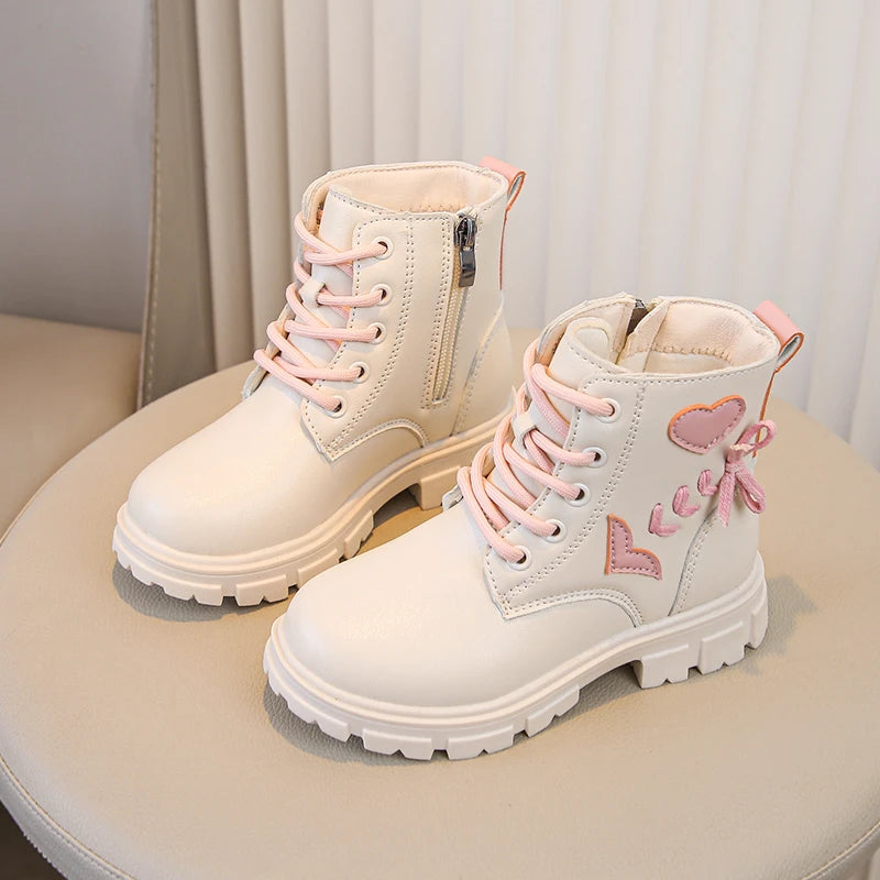 Pink Heart Combat Boots (6-11 Years)