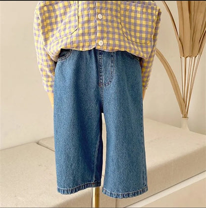 Wide Leg Washed Denim Pants (1-7 Years)