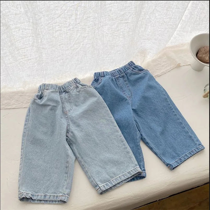 Wide Leg Washed Denim Pants (1-7 Years)