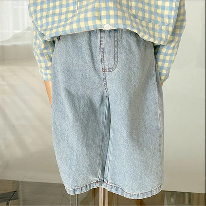 Wide Leg Washed Denim Pants (1-7 Years)