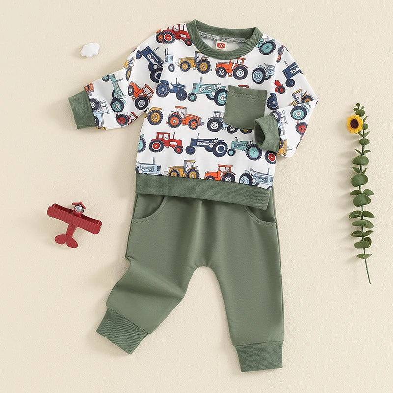 Little Green Tractor Two Piece Sweat Set (0-3 Years)