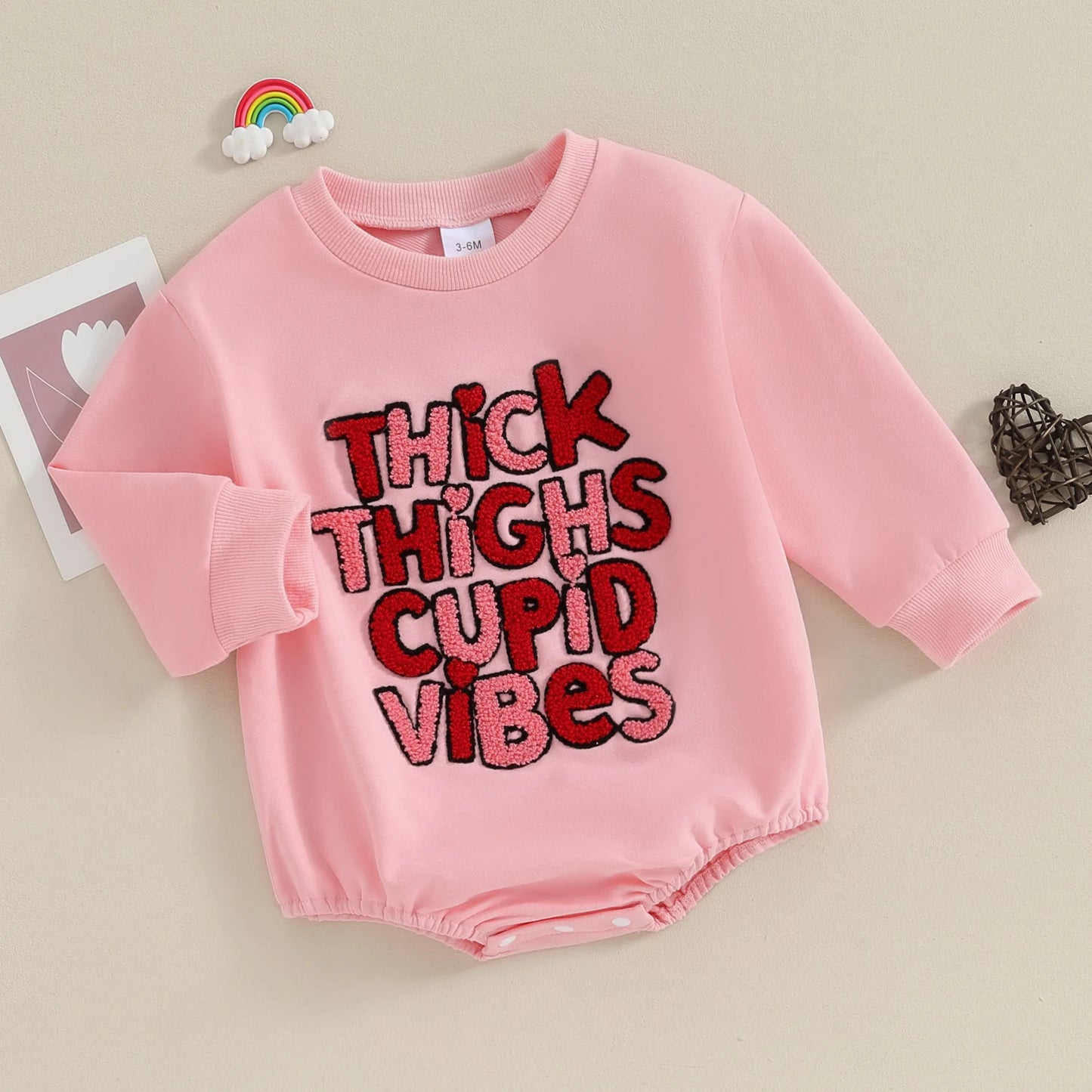 Spring New Baby Clothes For Girls Boys Romper Fashion Fuzzy Letter Embroidery Long Sleeve Bodysuit Valentine’s Day Kids Playsuit