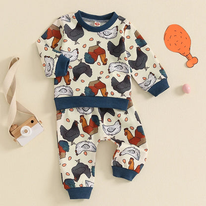 Chicken Coop Cutie Two-Piece Sweat Set (0-3 Years)