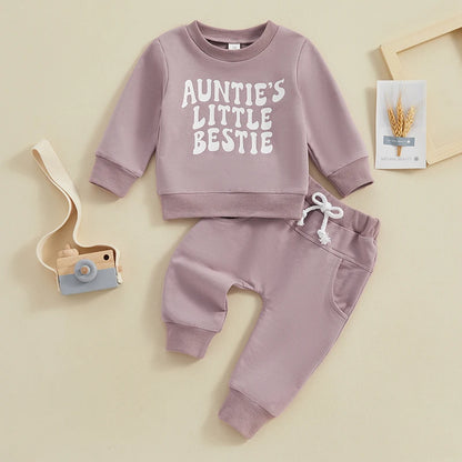 “Auntie’s Little Bestie” Two Piece Sweat Set (0-3 Years)