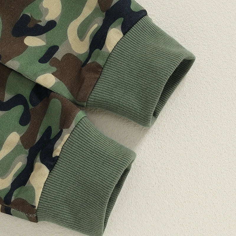 “Dad’s Little Dude” Green Camo Two Piece Sweat Set (0-3 Years)