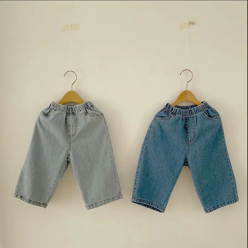 Wide Leg Washed Denim Pants (1-7 Years)