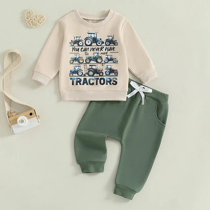 “You Can Never Have Too Many Tractors” Two-Piece Sweat Set (0-5 Years)