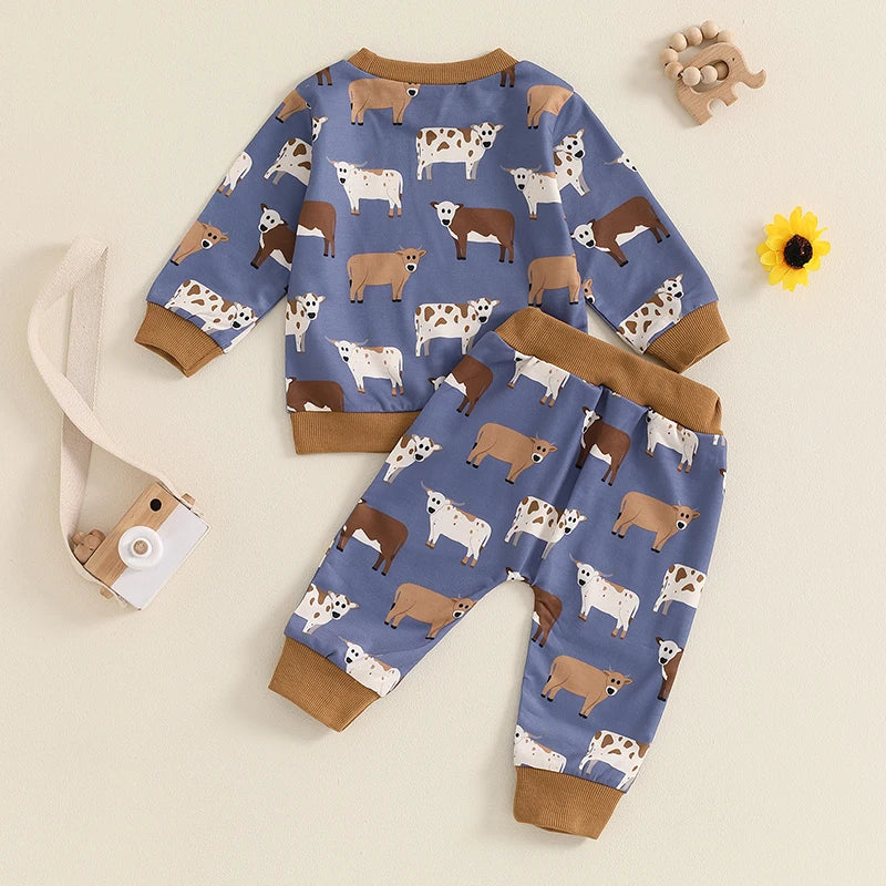 Stylish Steer Two Piece Sweat Set (0-3 Years)