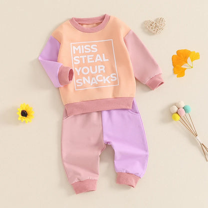 “Miss Steal Your Snacks” Two Piece Sweat Set (0-4 Years)