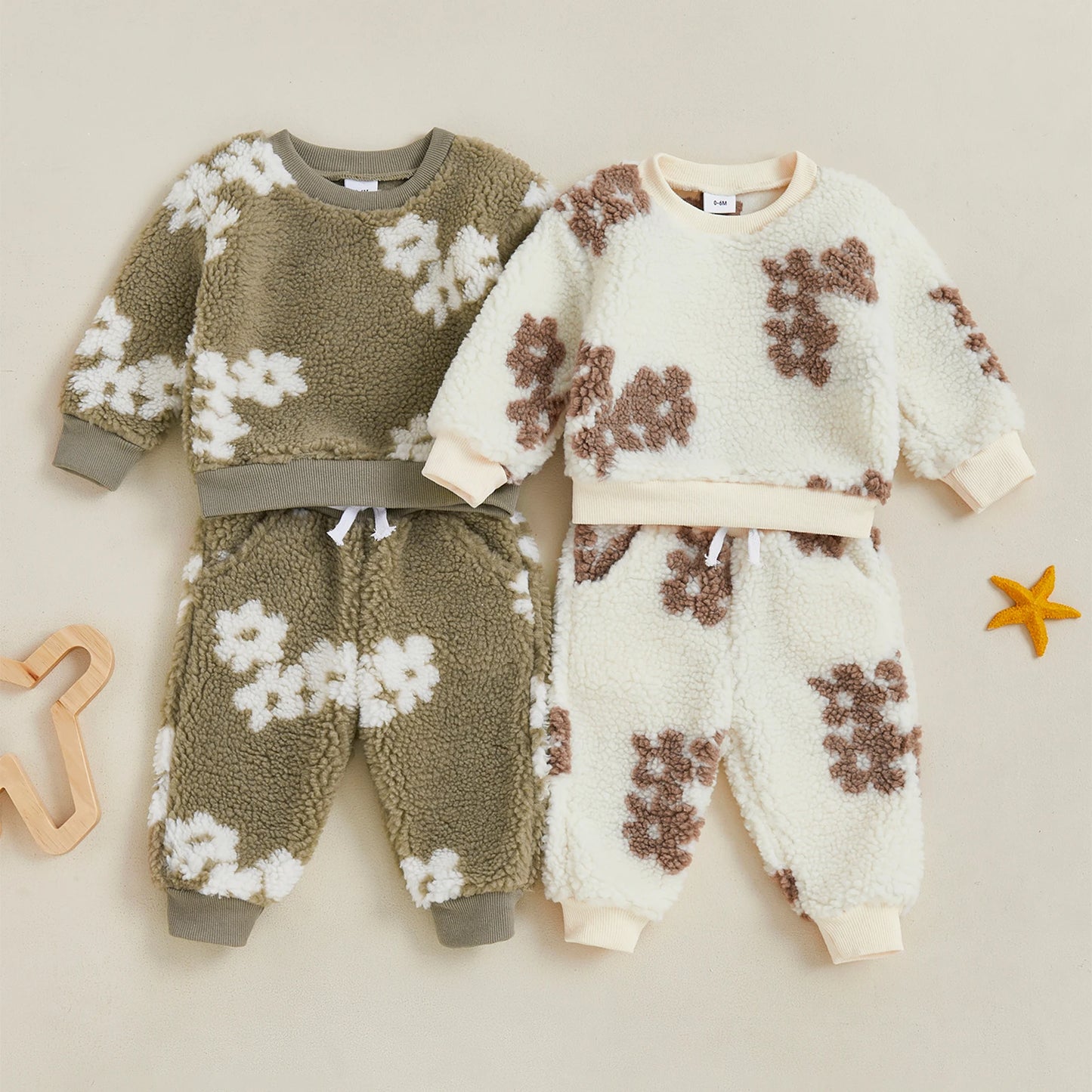 Fuzzy Flower Two Piece Sweat Set (0-3 Years)