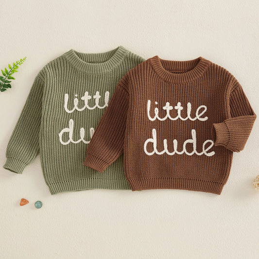 “Little Dude” Knit Sweater (0-2 Years)