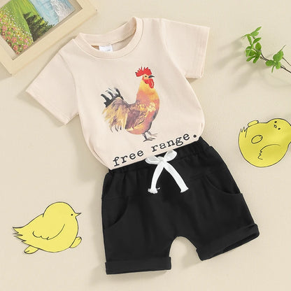 “Rise And Shine Mother Cluckers” Two-Piece Short Set (0-3 Years)